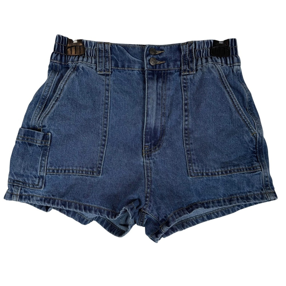 Simple Society Shorts Juniors‎ 7/28 Blue Denim Cargo Elastic Waist Summer